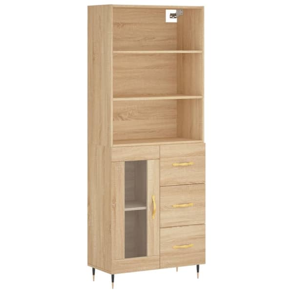 Högskåp sonoma-ek 69,5x34x180 cm konstruerat trä