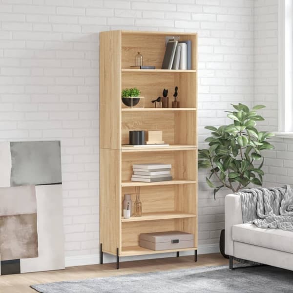 Högskåp sonoma-ek 69,5x32,5x180 cm konstruerat trä