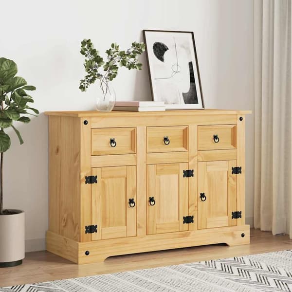 Skänk Corona brun 112x43x78 cm massiv mexikansk furu