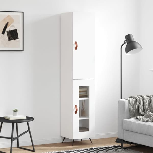Högskåp vit 34,5x34x180 cm konstruerat trä