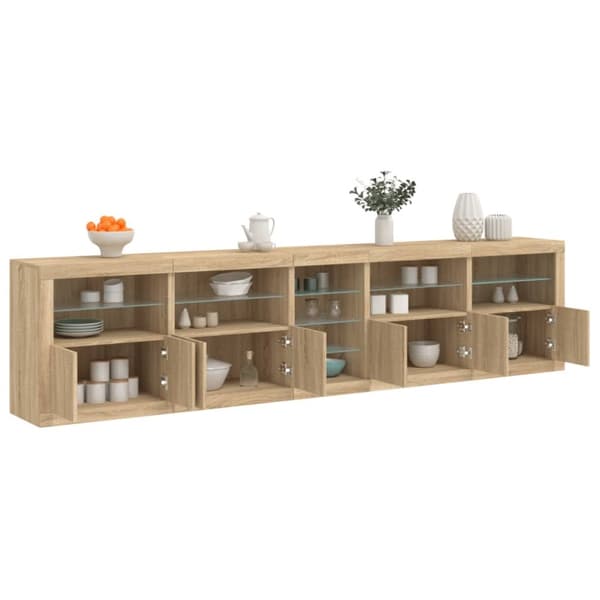 Skänk med LED-belysning sonoma-ek 283x37x67 cm