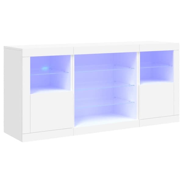 Skänk med LED-belysning vit 142,5x37x67 cm