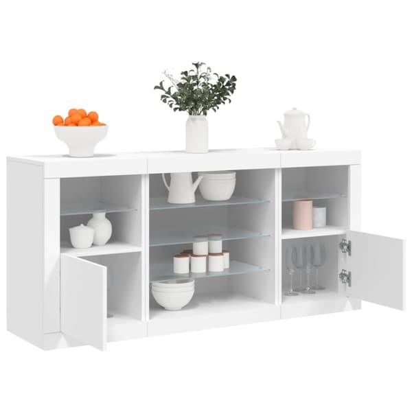 Skänk med LED-belysning vit 142,5x37x67 cm