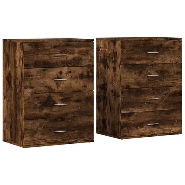 Skänkar 2 st rökfärgad ek 60x39x80 cm konstruerat trä