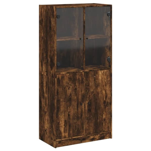 Skåp med dörrar rökfärgad ek 68x37x142 cm konstruerat trä