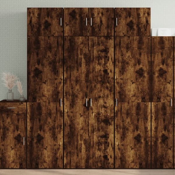 Högskåp rökfärgad ek 70x42,5x185 cm konstruerat trä
