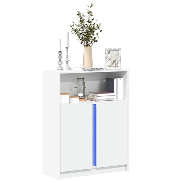 Skänk med LED vit 77x34x100 cm konstruerat trä