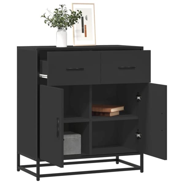 Skänk svart 68x35x76 cm konstruerat trä och metall