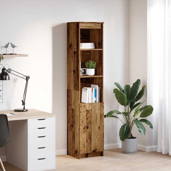 Högskåp gammalt trä 37,5x35x180 cm konstruerat trä