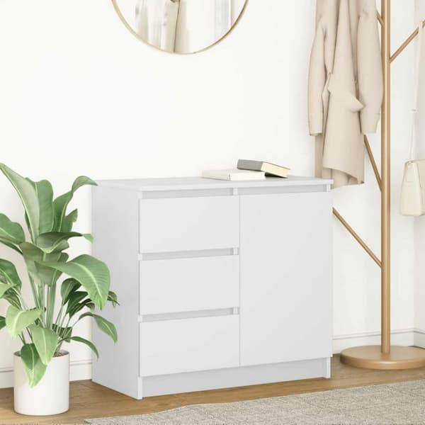 Skänk med låda vit 71x35x65 cm konstruerat trä