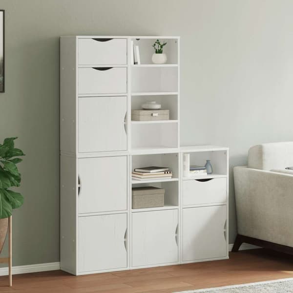 Sidoskåp 5 st "ODDA" vit 40x24x79 cm massivt trä furu