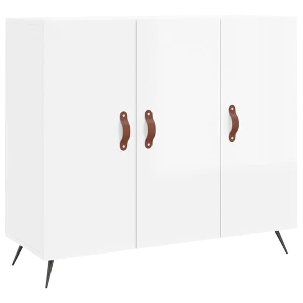 Skänk vit högglans 90x34x80 cm konstruerat trä