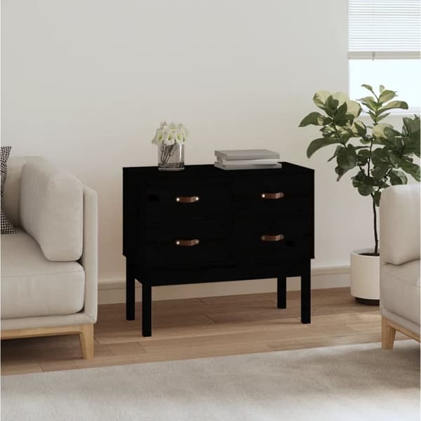 Konsolbord svart 90x40x78 cm massiv furu
