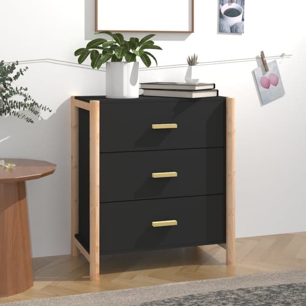 Skänk svart 62x38x70 cm konstruerat trä