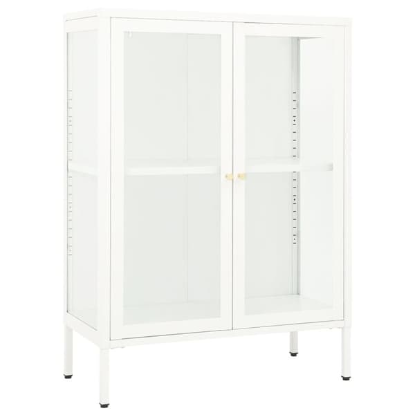 Skänk vit 75x35x105 cm stål och glas
