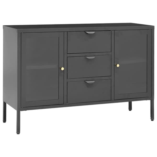 Skänk antracit 105x35x70 cm stål och härdat glas