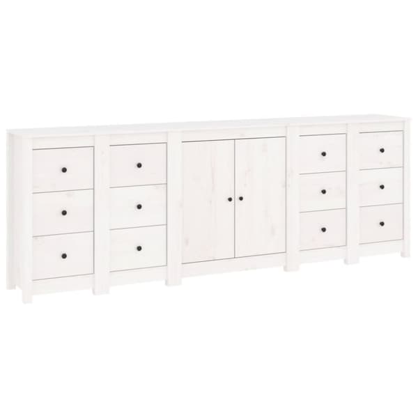 Skänk vit 230x35x80 cm massiv furu