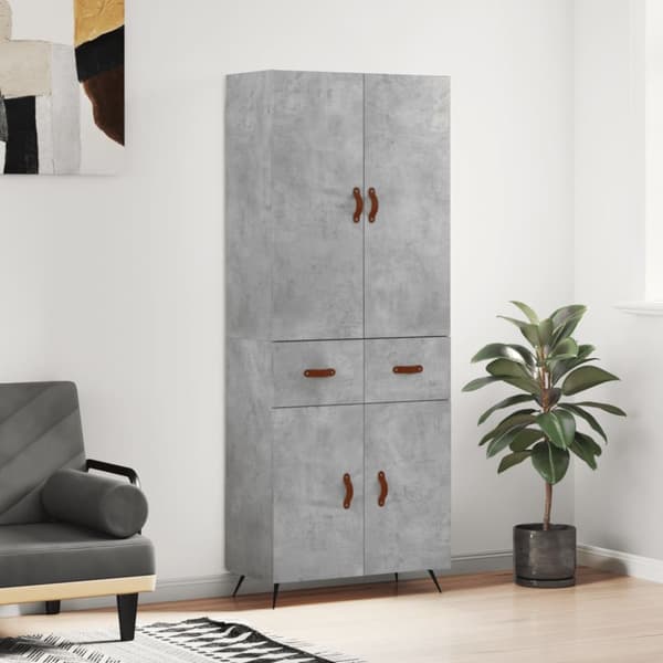 Högskåp betonggrå 69,5x34x180 cm konstruerat trä