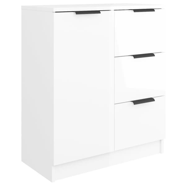 Skänk vit högglans 60x30x70 cm konstruerat trä