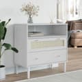 Miniatyrbild 1 av 2: Sidobord SENJA rottinglook vit 80x40x80 cm massiv furu