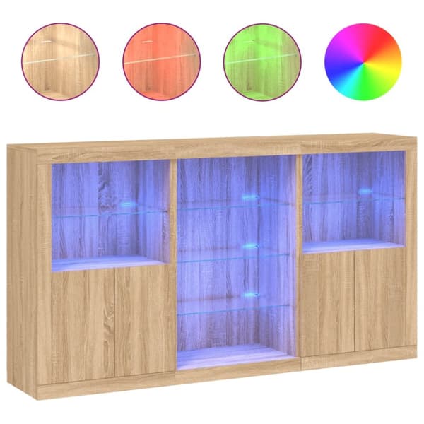 Skänk med LED-belysning sonoma-ek 181,5x37x100 cm