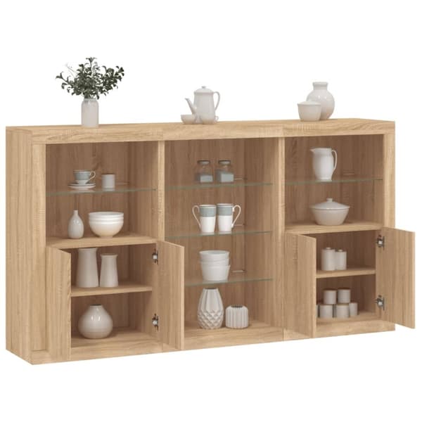 Skänk med LED-belysning sonoma-ek 181,5x37x100 cm