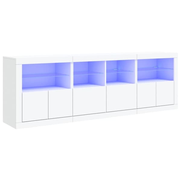 Skänk med LED-belysning vit 202x37x67 cm