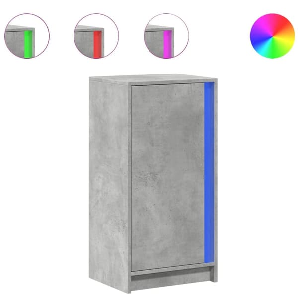 Skänk med LED betonggrå 42,5x34x85 cm konstruerat trä