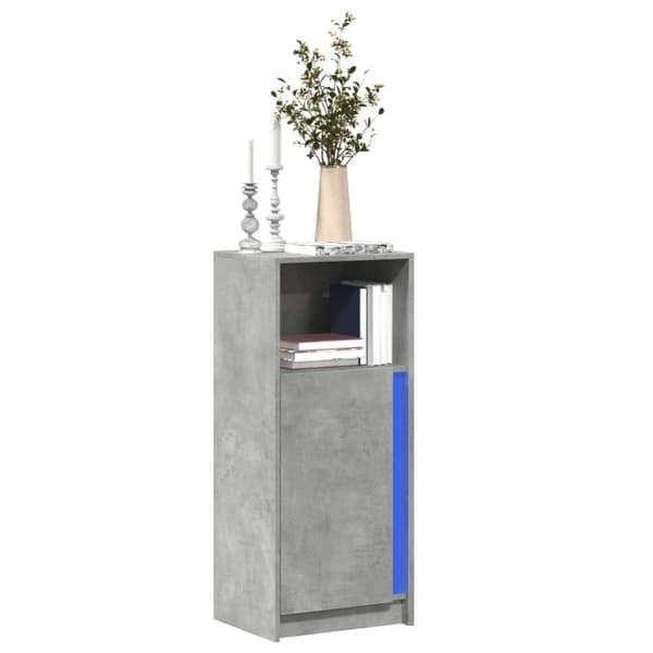 Skänk med LED betonggrå 42,5x34x100 cm konstruerat trä