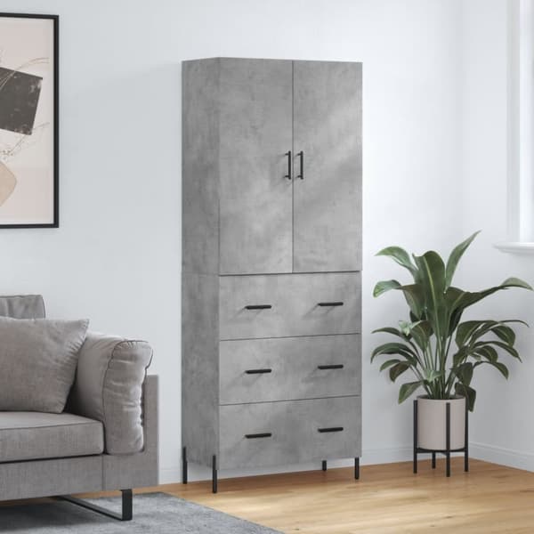 Högskåp betonggrå 69,5x34x180 cm konstruerat trä