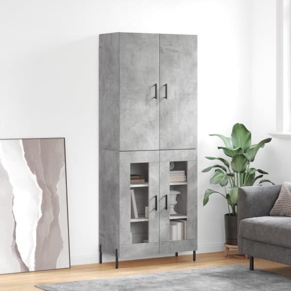 Högskåp betonggrå 69,5x34x180 cm konstruerat trä