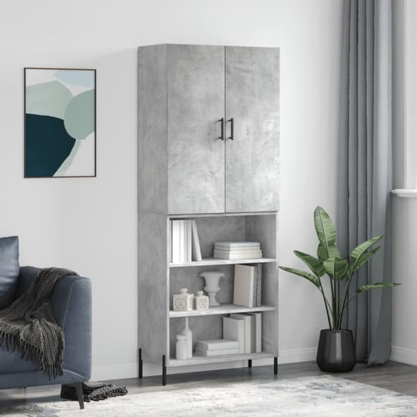 Högskåp betonggrå 69,5x34x180 cm konstruerat trä