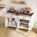 Pikkukuva 1 / 7: Valkoinen minimalistinen buffet-senkki säilytystilalla, buffetkaappi 4 ovella ja 2 isolla laatikolla, moderni ruokailupöytäkahvila