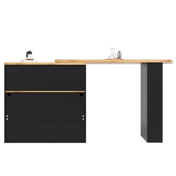 Buffet, barskab, drejelig og udtrækkelig med LED – stor opbevaringsplads – moderne stil – sort