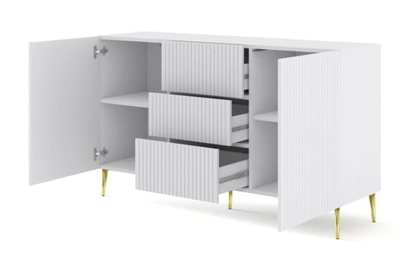 FURNLUX SIVUPÖYTÄ RAVENNA B VALKOINEN & KULTA 150CM