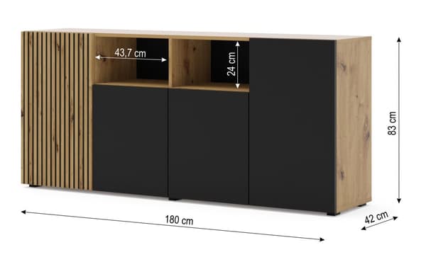 FURNLUX SIVUPÖYTÄ AURIS BEIGE & MUSTA 180CM