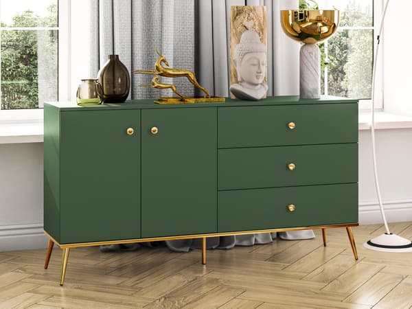 FURNLUX SKÆNK FORT GRØN & GULD 160CM