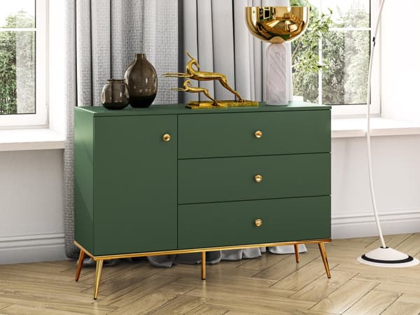 FURNLUX SKÆNK FORT GRØN & GULD 120CM