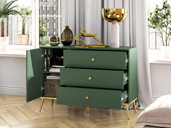 FURNLUX SKÆNK FORT GRØN & GULD 120CM