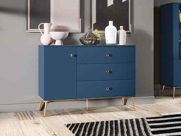 FURNLUX SKÄNK MARINBLÅ & GULD 120CM