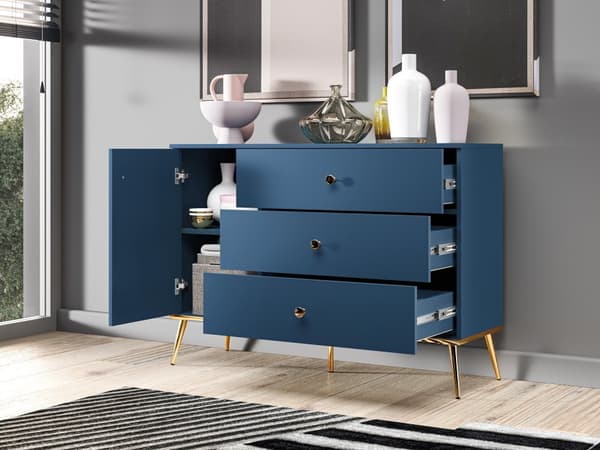 FURNLUX SKÄNK MARINBLÅ & GULD 120CM