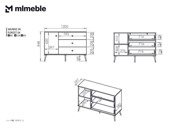 FURNLUX SKÄNK MARINBLÅ & GULD 120CM