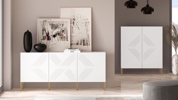 FURNLUX SKÄNK CLEARING VIT & GULD 170CM