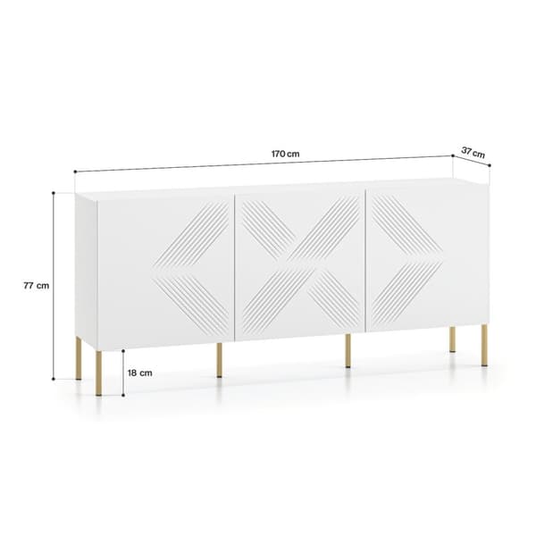 FURNLUX SKÄNK CLEARING VIT & GULD 170CM