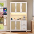 Pikkukuva 1 / 8: 183 cm ruokasalin senkki, buffet, LED-koristevalaisimet, 2 USB, 2 pistoketta, säädettävät hyllyt, 3 laatikkoa, kultaiset metallikahvat