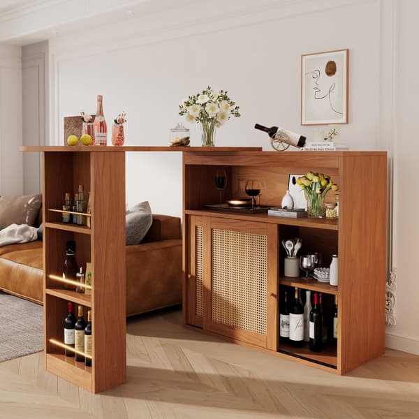 Buffet、Kääntyvät ja jatkettavat baarikalusteet - Säädettävät hyllyt - Vintage Charm - Ruskea