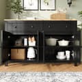 Pikkukuva 3 / 7: Musta buffet-senkki, keittiö, ruokailutila ja olohuone buffetkaapit, senkki säilytystilalla, vintage crosshatch design, kallistusesto