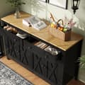 Pikkukuva 1 / 7: Musta buffet-senkki, keittiö, ruokailutila ja olohuone buffetkaapit, senkki säilytystilalla, vintage crosshatch design, kallistusesto