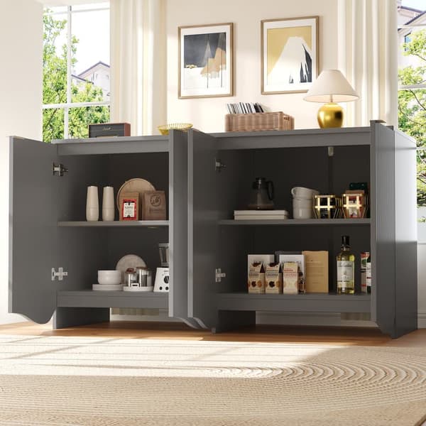 Harmaa buffet-senkki, ruokailu- ja olohuoneen säilytyskaapit, kuvioidut kaapit, vapaasti seisovat kaapit, keittiökalusteet, aaltoileva design