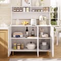 Pikkukuva 2 / 6: Valkoinen buffet-senkki, kirjahyllykeittiö, moderni minimalistinen tyyli, avoin säilytyshylly, luo siisti keittiö ja ruokailutila